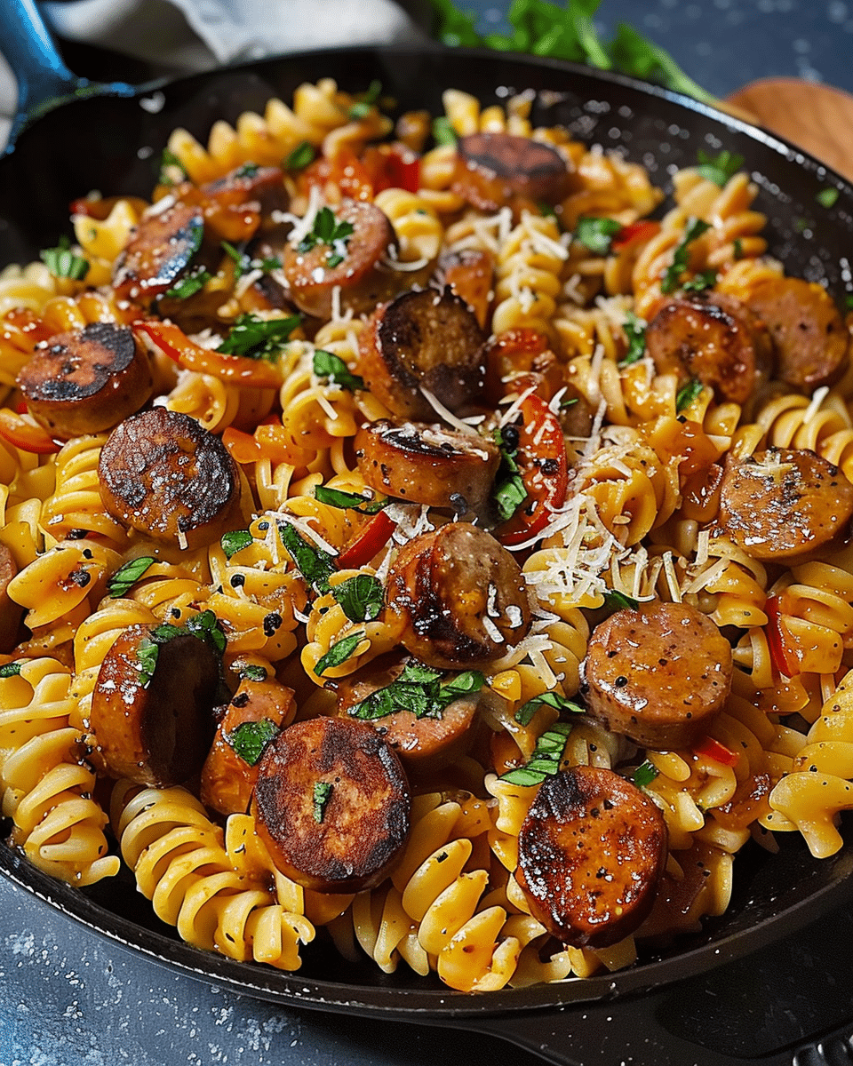 Sticky Honey Garlic Sausage Pasta Skillet: A Flavorful One-Pan Wonder