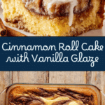 Cinnamon Roll Cake with Vanilla Glaze