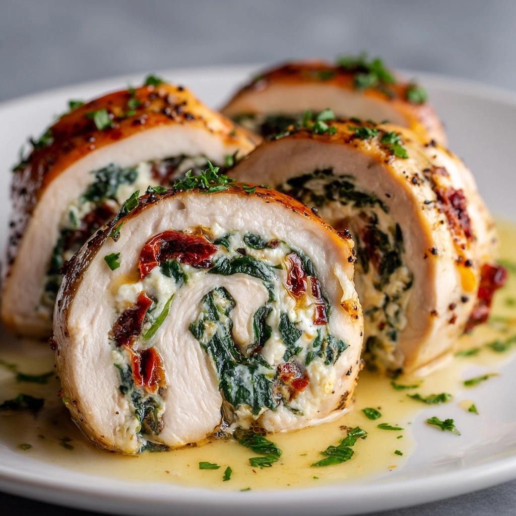Rolled Up Chicken with Feta, Spinach, and Sun-Dried Tomatoes
 - Recipe Image
