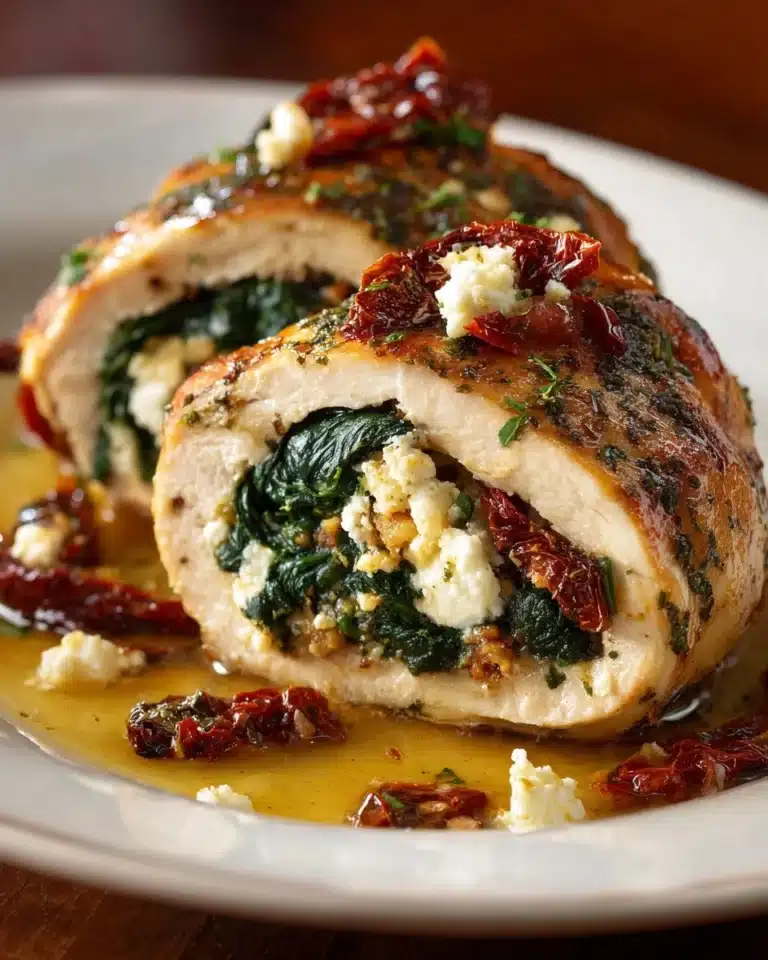 Rolled Up Chicken with Feta, Spinach, and Sun-Dried Tomatoes