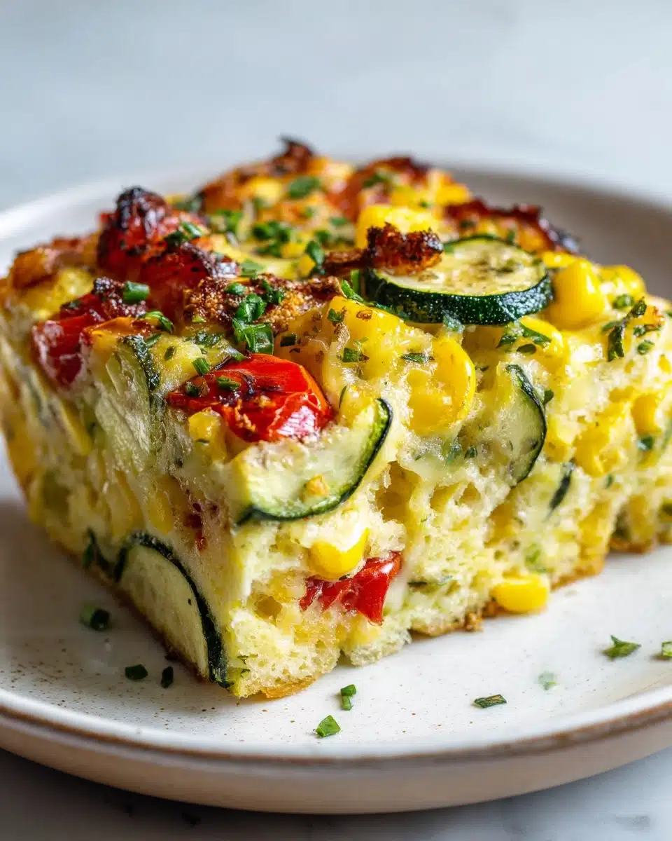 Zucchini Corn Tomato Bake with Parmesan Crust Recipe