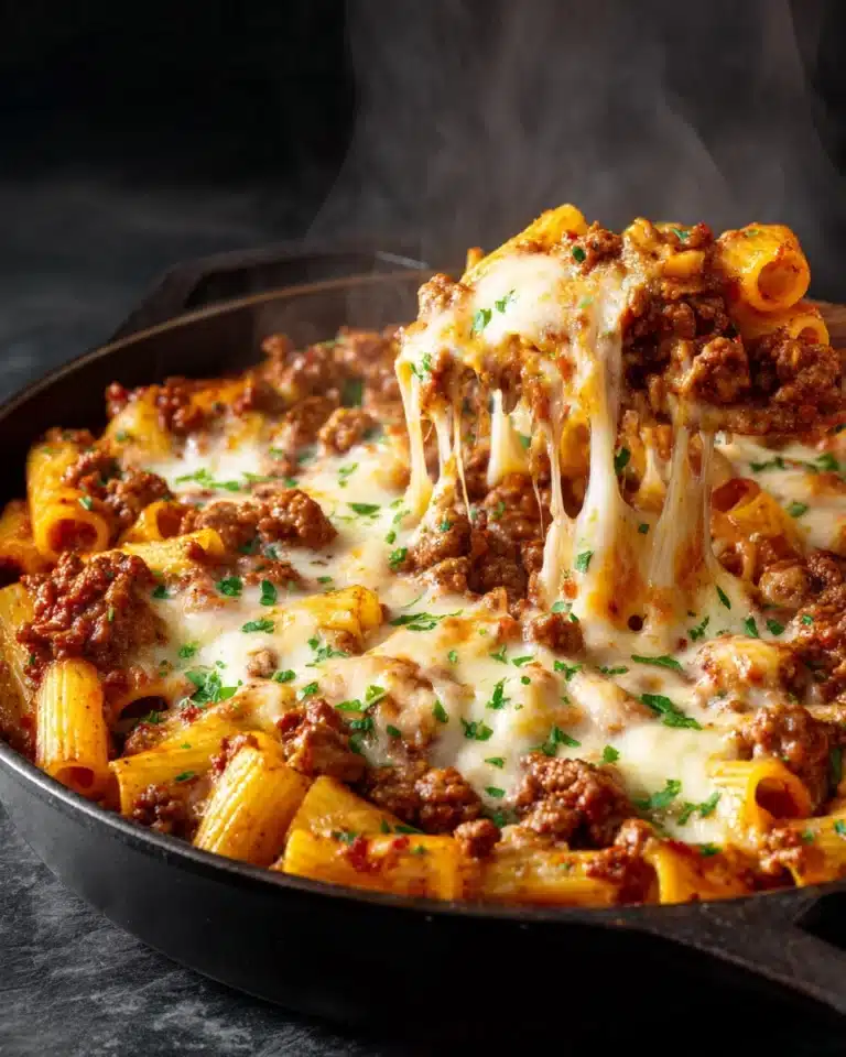 Cheesy Ground Beef Pasta Skillet (Print Format) Recipe