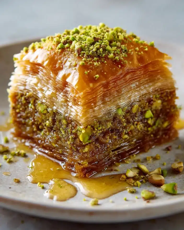 Traditional Homemade Greek Baklava with Walnuts and Pistachios