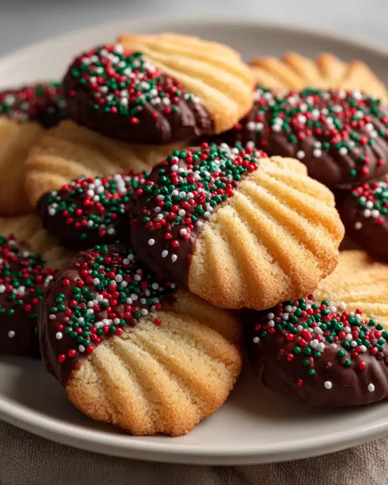 Butter Cookies Dipped in Chocolate with Sprinkles Recipe