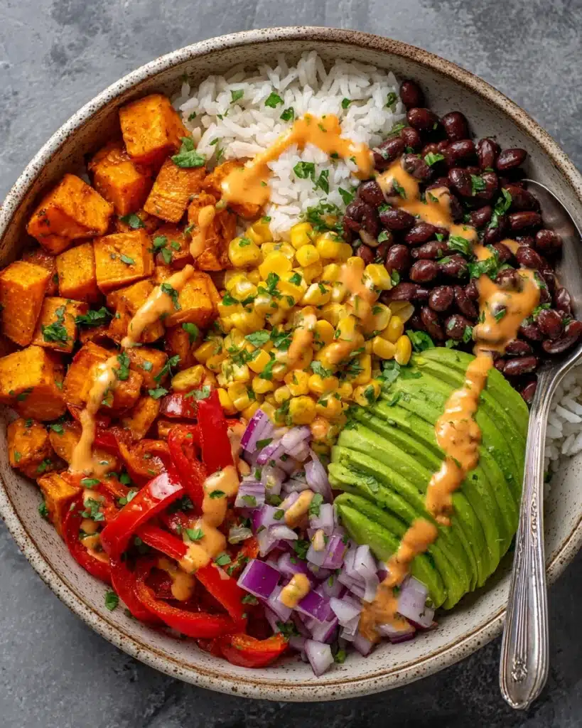 Vegan Sweet Potato Burrito Bowl Recipe