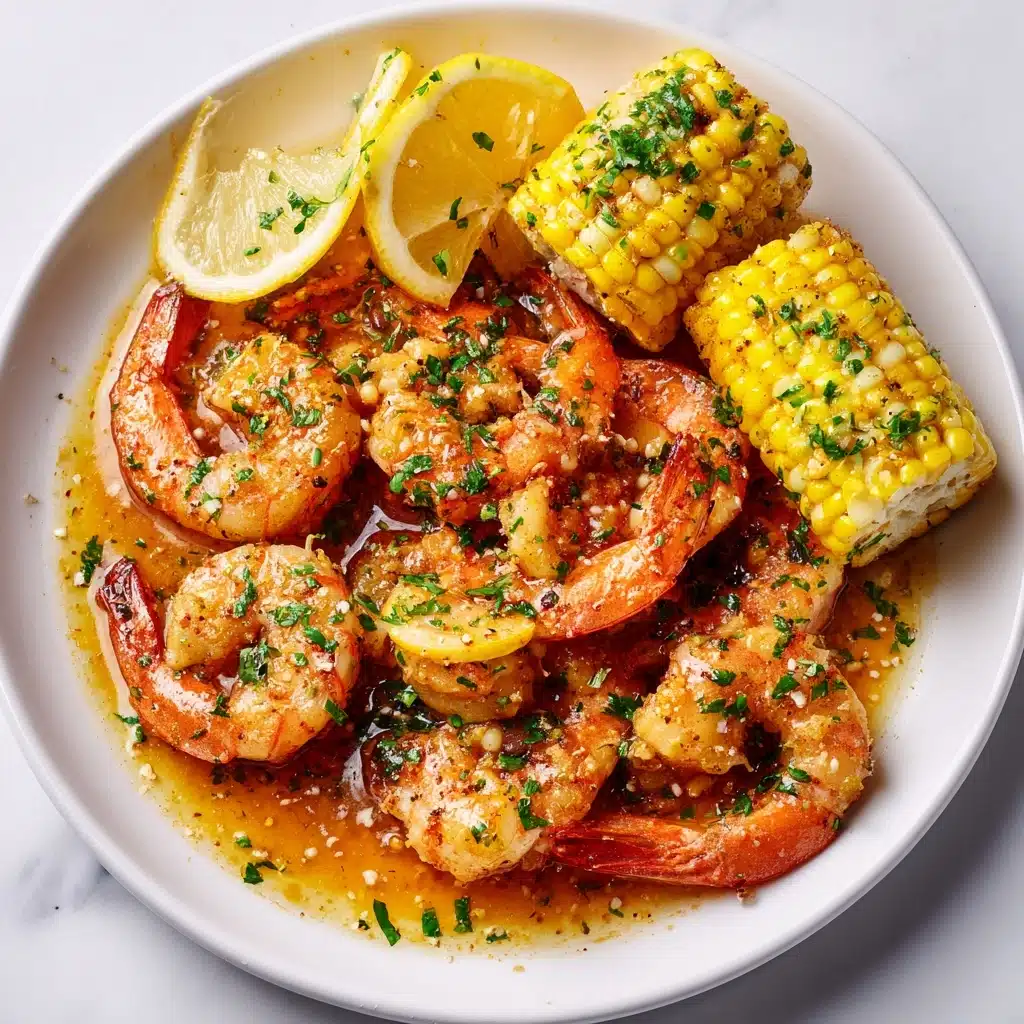 GARLIC BUTTER BAKED SHRIMP WITH CORN EASY SHEET PAN DINNER Recipe - Recipe Image