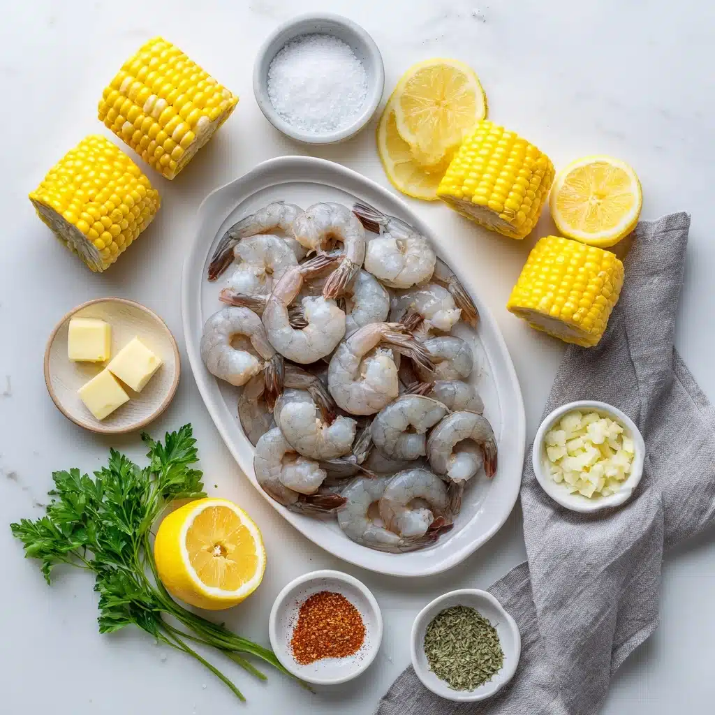 GARLIC BUTTER BAKED SHRIMP WITH CORN EASY SHEET PAN DINNER Recipe - Recipe Image