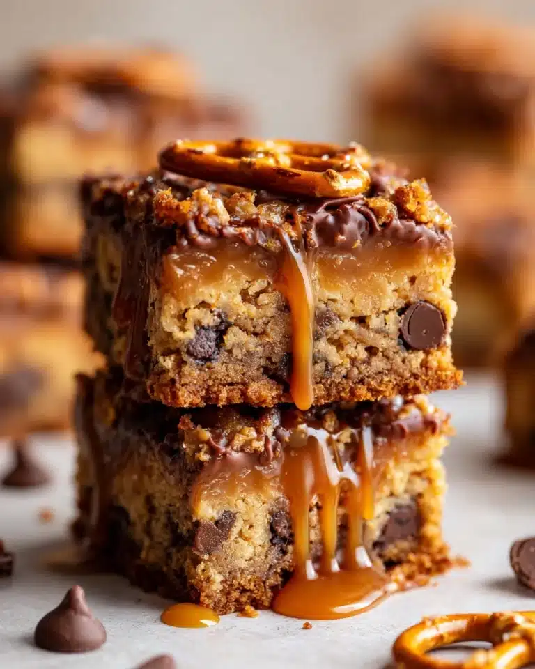 Salted Caramel Pretzel Blondies Recipe