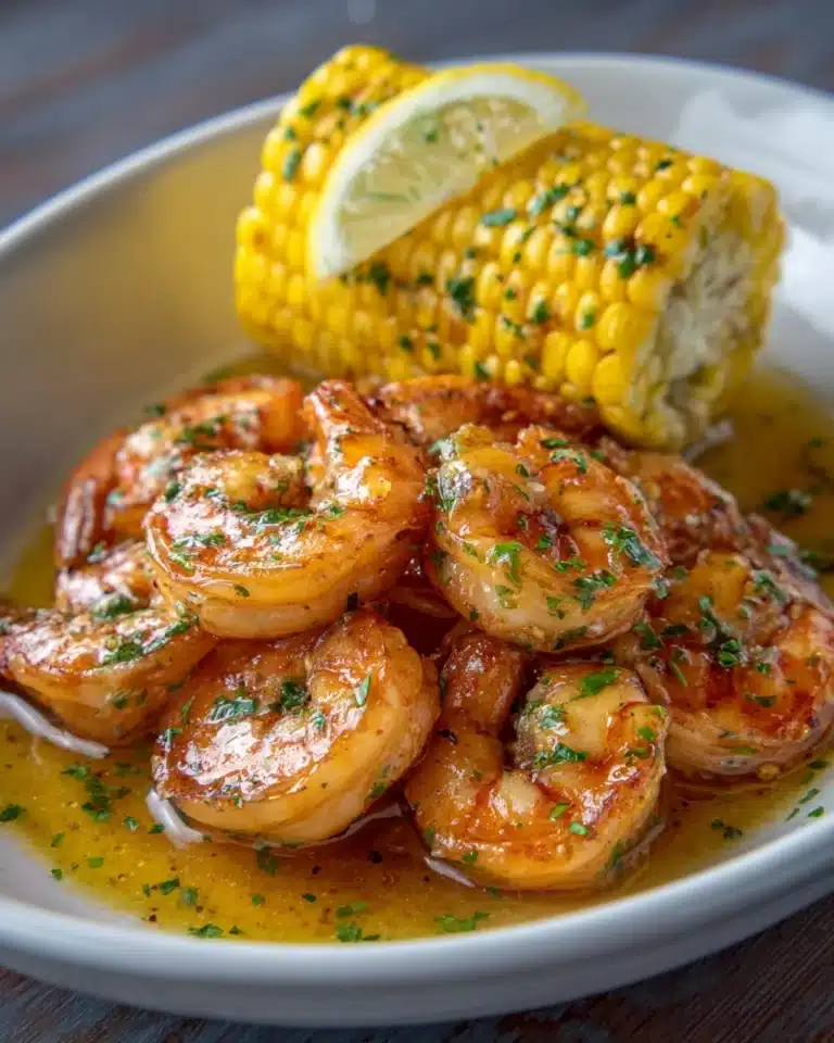 GARLIC BUTTER BAKED SHRIMP WITH CORN EASY SHEET PAN DINNER Recipe