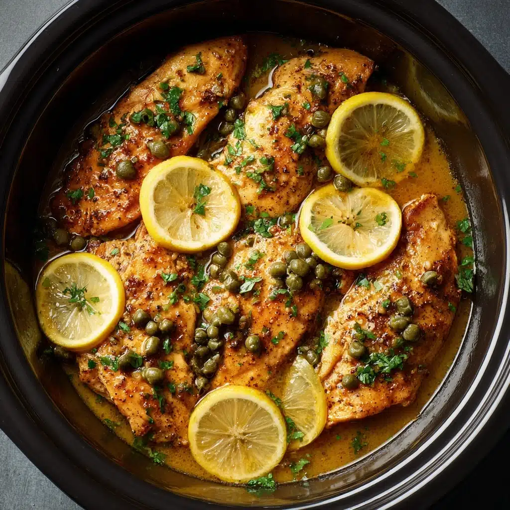 EASY SLOW COOKER LEMONY CHICKEN PICCATA RECIPE - Recipe Image