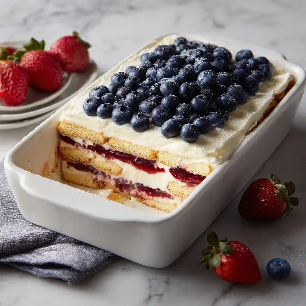 Patriotic No-Bake Berry Tiramisu Delight 4 and blue no-bake dessert Recipe - Recipe Image