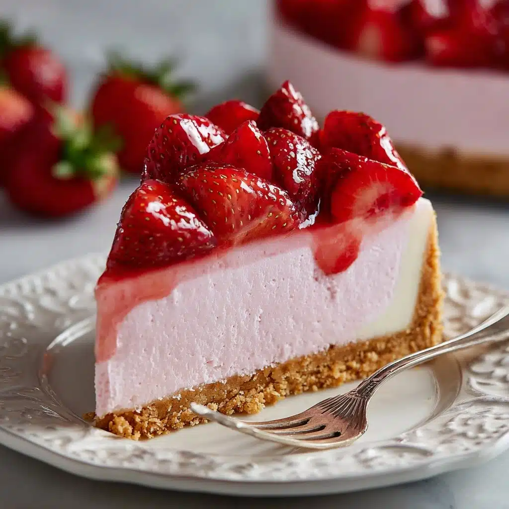 The Best Baked Strawberry Cheesecake (Gluten Free Option) Recipe - Recipe Image