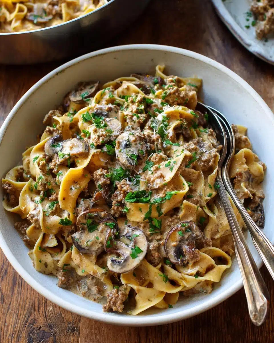 One Skillet Ground Beef Stroganoff Recipe 4 One Skillet Ground Beef Stroganoff Recipe - Recipe Image