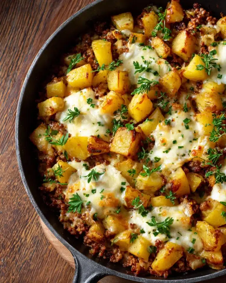 One-Pan Cheesy Meat & Potato Skillet Recipe