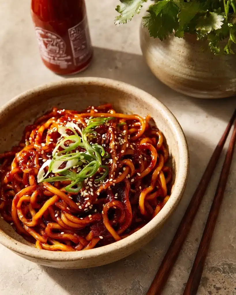 Sriracha Chili Garlic Oil Noodles Recipe