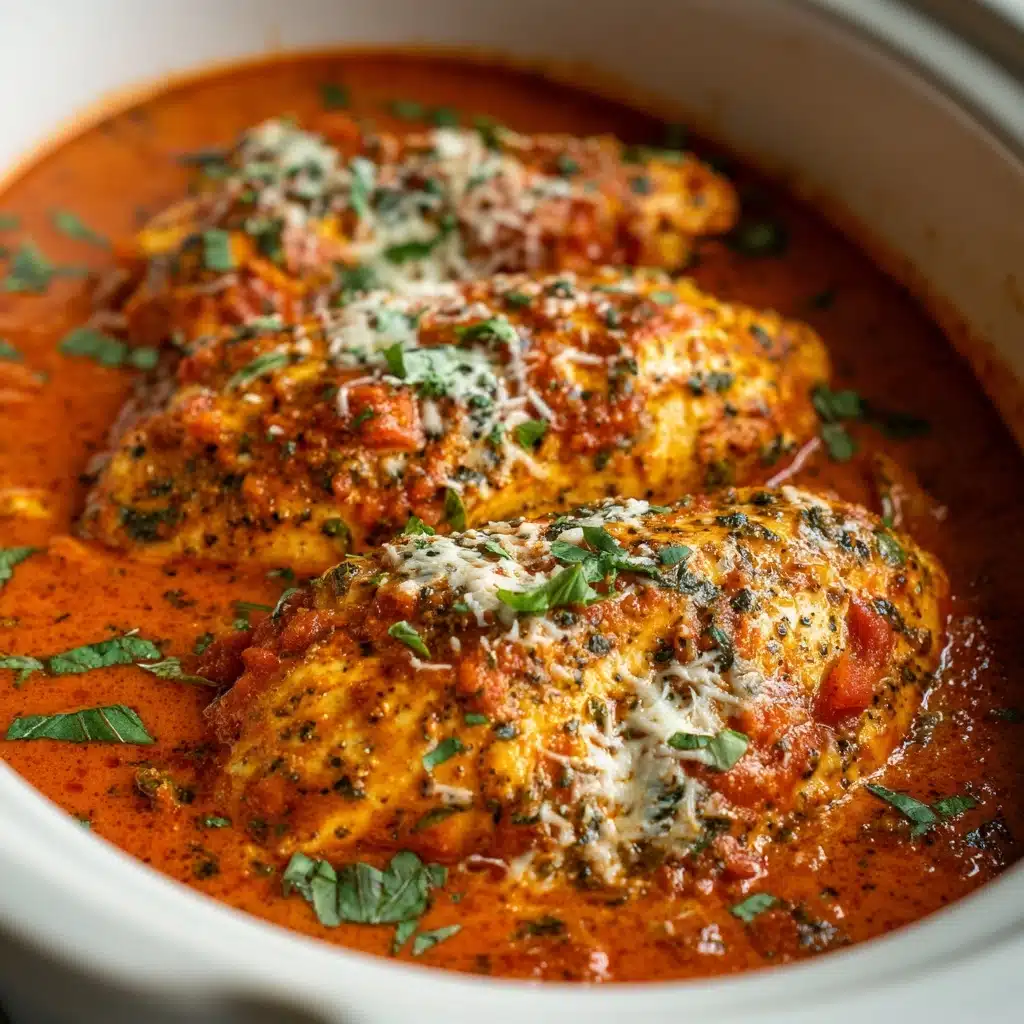 Slow Cooker Creamy Tomato Basil Chicken Recipe - Recipe Image