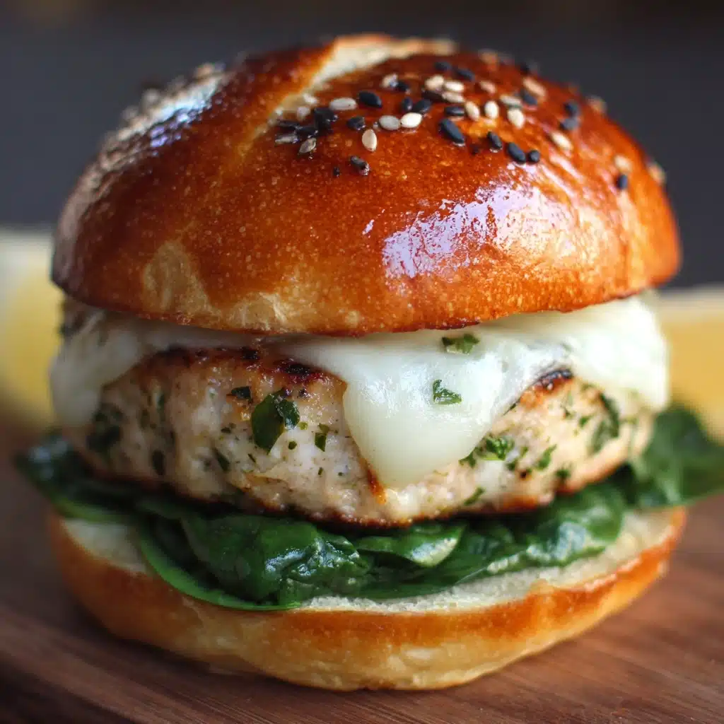 White Cheddar Spinach Chicken Burgers Recipe - Recipe Image