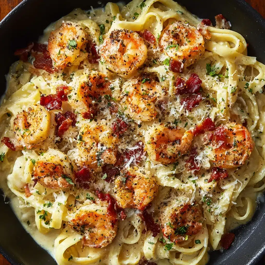One Pan Shrimp Fettuccine Alfredo Recipe - Recipe Image