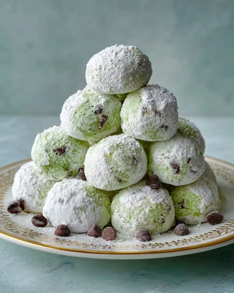 Mint Chocolate Chip Snowball Cookies Recipe