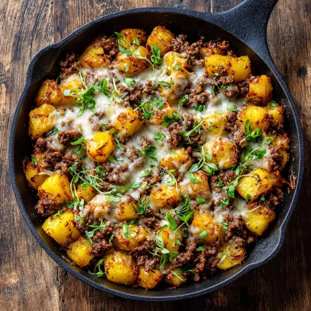 One-Pan Cheesy Meat & Potato Skillet Recipe 4 One-Pan Cheesy Meat & Potato Skillet Recipe - Recipe Image