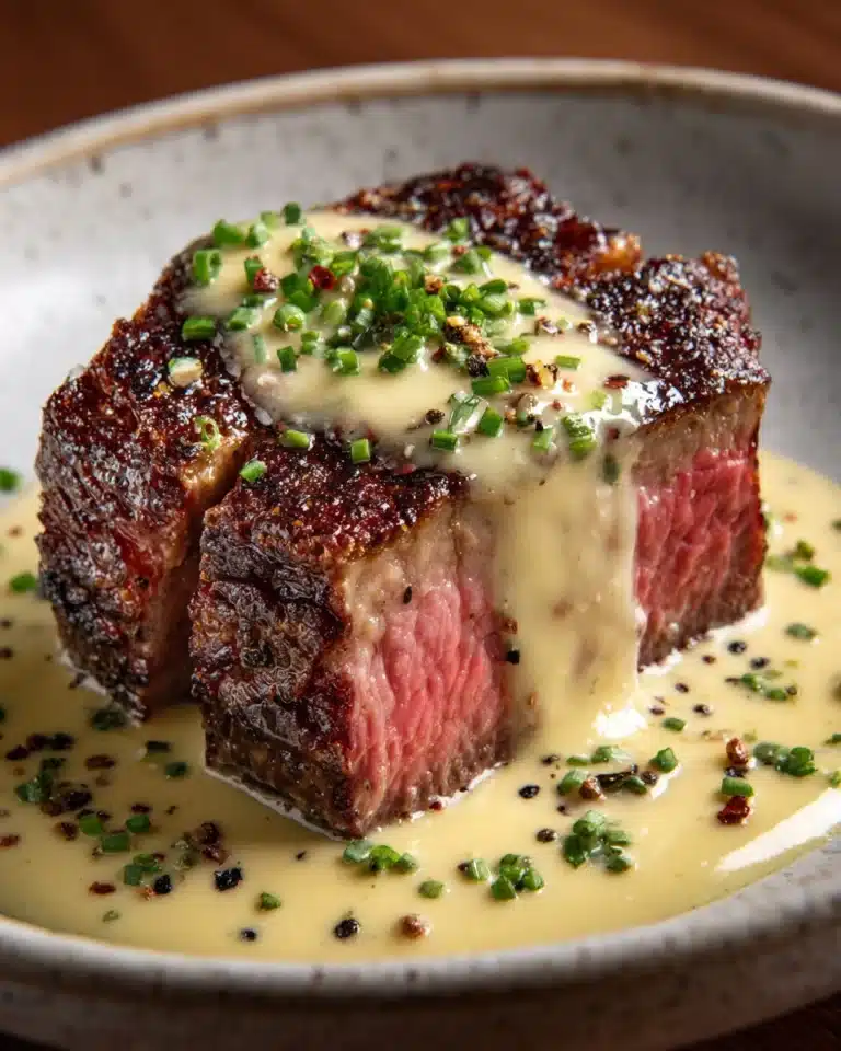 Juicy Steak with Creamy Garlic Sauce Recipe