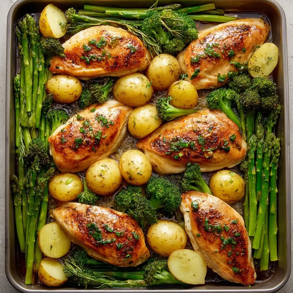 Sheet Pan Garlic Butter Chicken and Veggies Recipe - Recipe Image