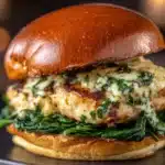 White Cheddar Spinach Chicken Burgers Recipe