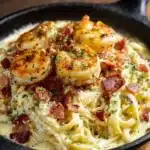 One Pan Shrimp Fettuccine Alfredo Recipe