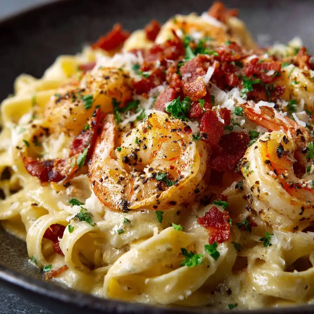 One Pan Shrimp Fettuccine Alfredo Recipe - Recipe Image
