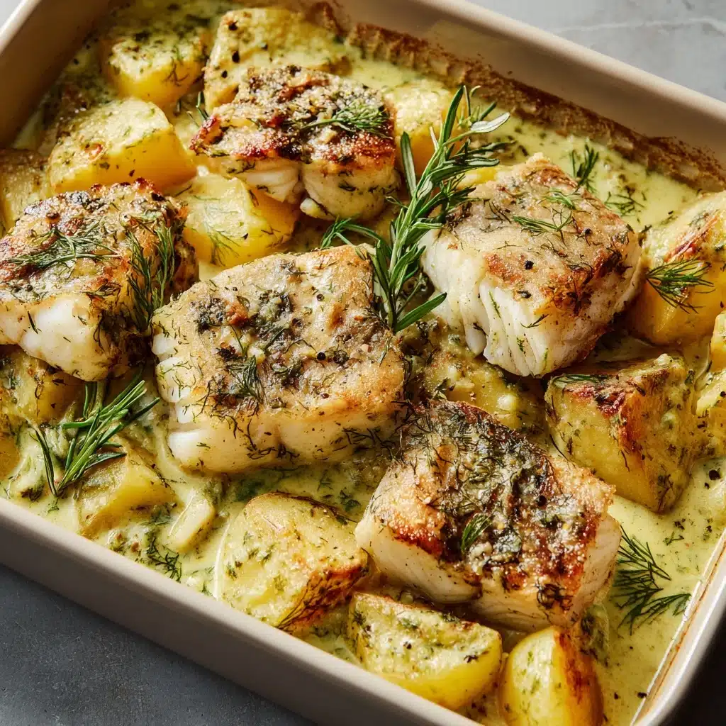 Cod & Potatoes in Rosemary Cream Sauce Recipe - Recipe Image