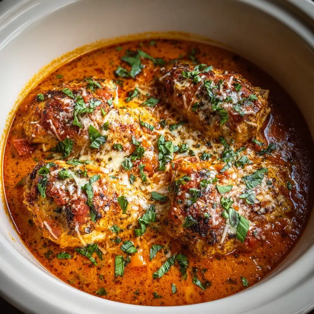 Slow Cooker Creamy Tomato Basil Chicken Recipe - Recipe Image