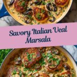 Italian Veal Marsala With mushrooms served in a blue pot Recipe