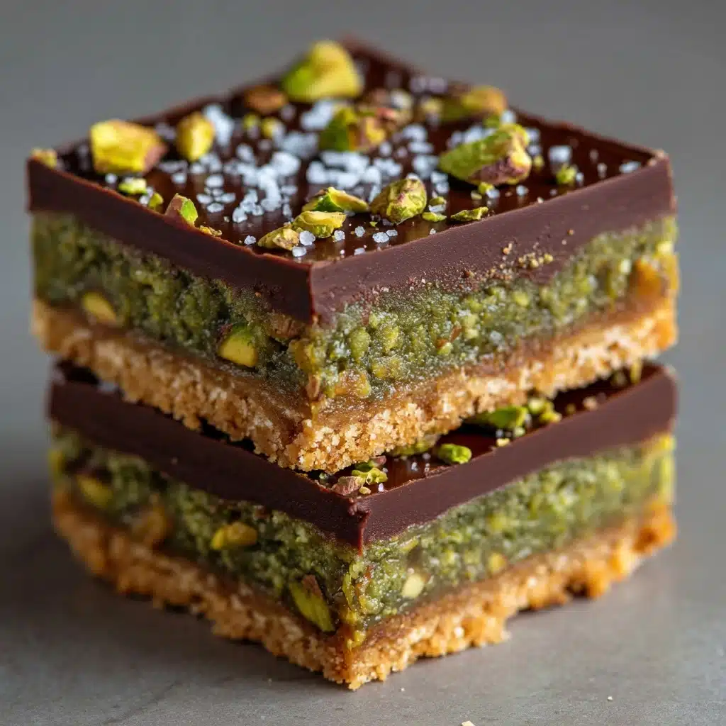 Brown Butter Dubai Pistachio Chocolate Chip Cookie Bars Recipe - Recipe Image