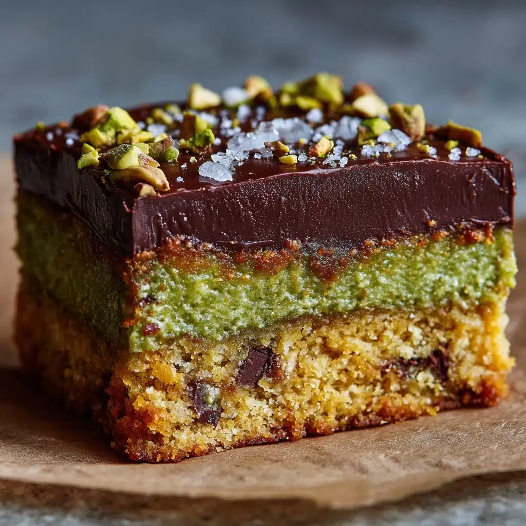 Brown Butter Dubai Pistachio Chocolate Chip Cookie Bars Recipe - Recipe Image