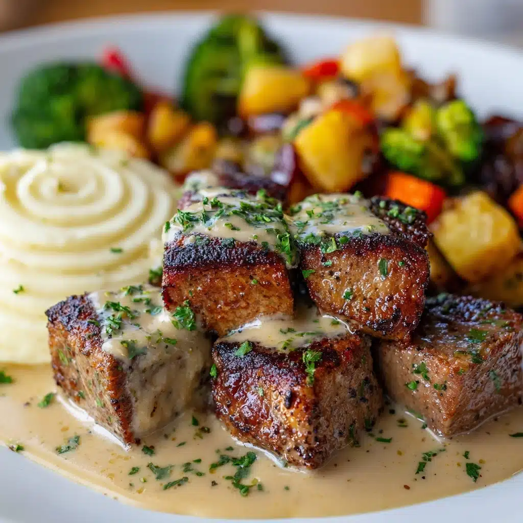 Garlic Butter Steak Bites with a Rich Parmesan Cream Sauce Recipe 4 Garlic Butter Steak Bites with a Rich Parmesan Cream Sauce Recipe - Recipe Image