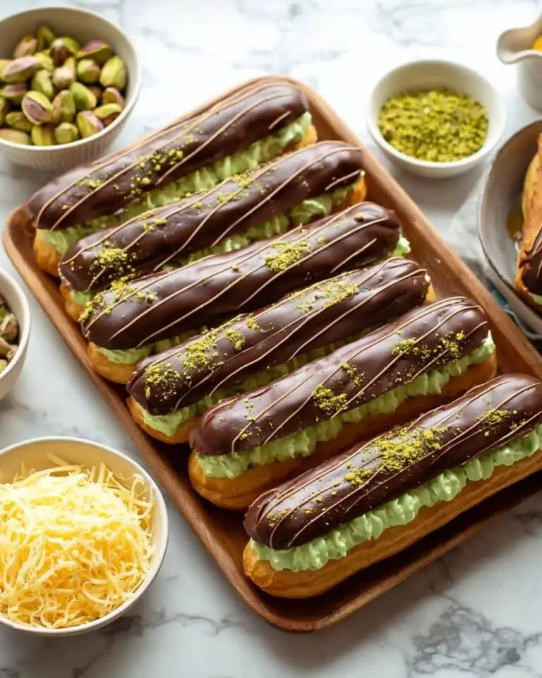 Pistachio Long Donuts with Kadayif and Milk Chocolate Dip Recipe