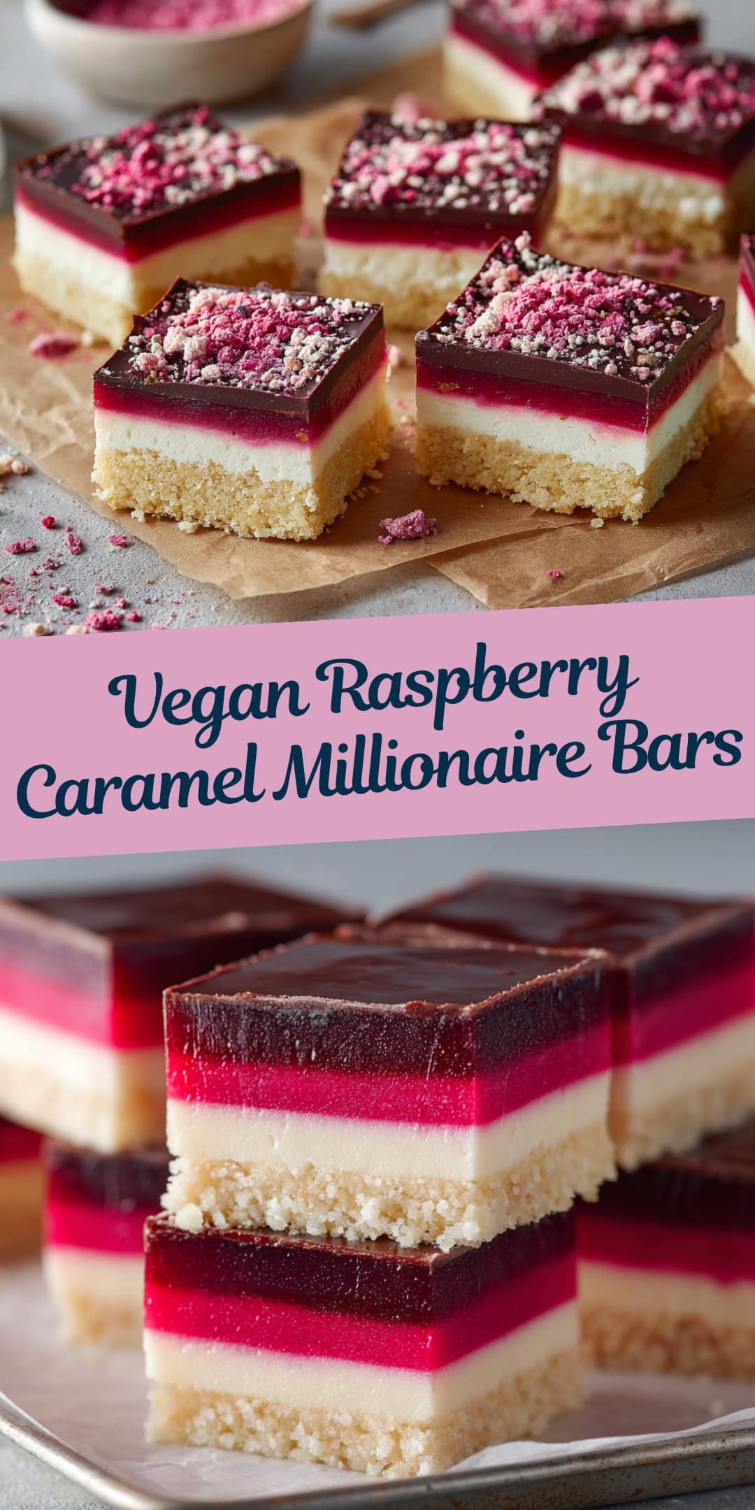 Raspberry Caramel Millionaires Shortbread: Indulgent Vegan Dessert