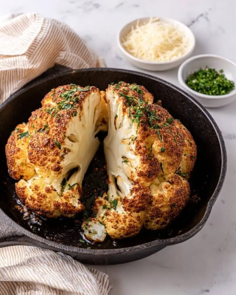 Whole Roasted Cauliflower with Tahini Sauce and Fresh Garnishes Recipe