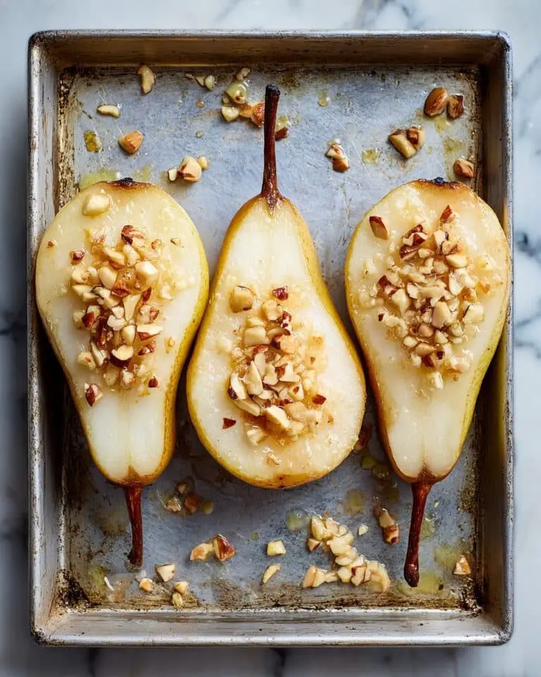Baked Pears with Honey, Vanilla, and Walnut Topping Recipe