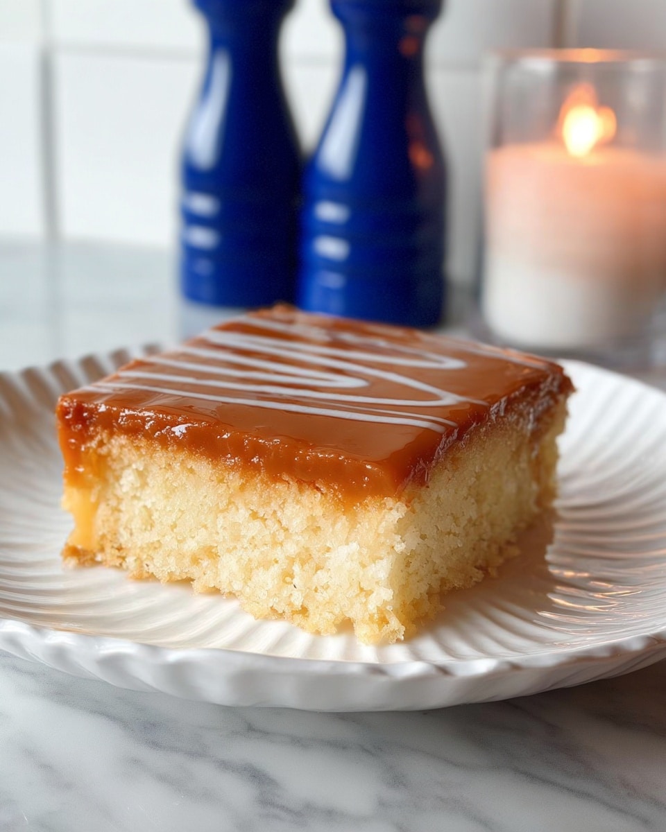Easy Vanilla Milk Cake with Caramel Drizzle and White Chocolate Decoration Recipe