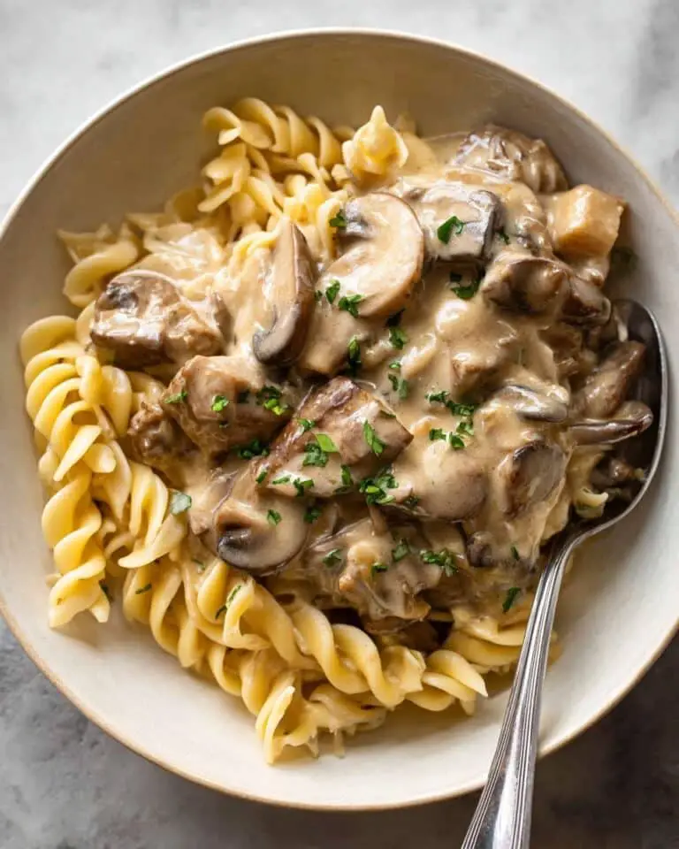 Creamy Beef Stroganoff with Mushrooms and Pasta Recipe