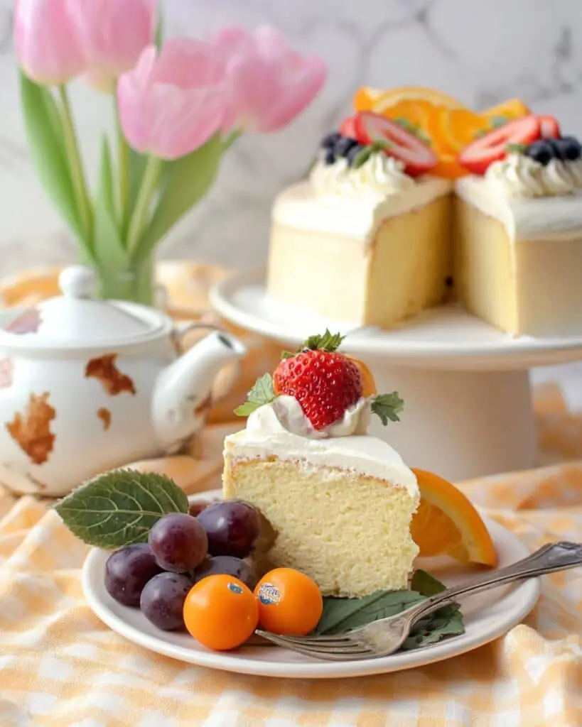 Flourless Greek Yogurt Cake with Fresh Fruit and Icing Sugar Recipe