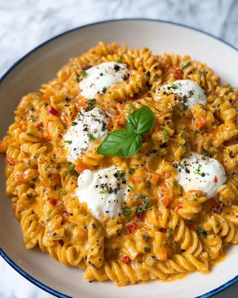 Easy Roasted Red Pepper Pasta with Creamy Burrata Recipe