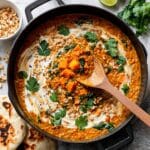 Curried Red Lentil Soup with Sweet Potatoes, Coconut Milk, and Spinach Recipe