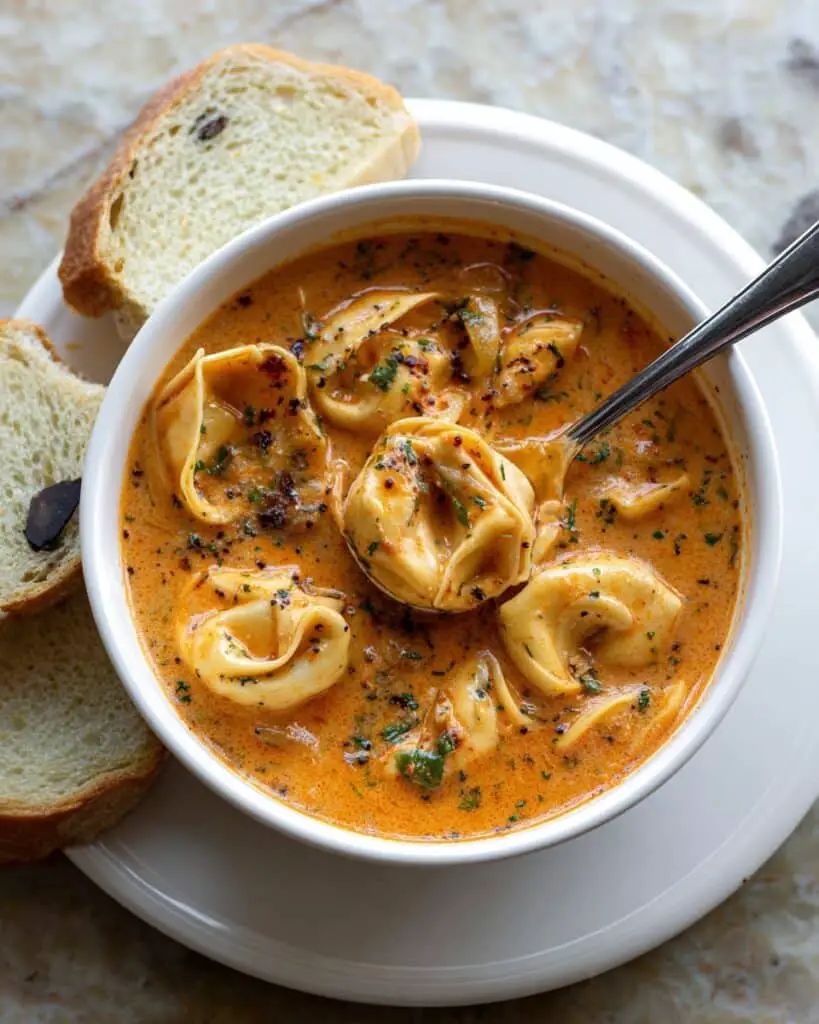 Creamy Vegan Tortellini Soup with Spiced Vegetables Recipe