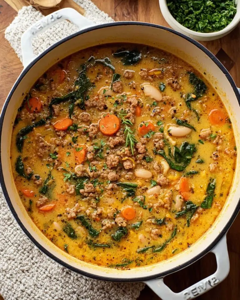 Tuscan White Bean Soup with Italian Sausage and Spinach Recipe