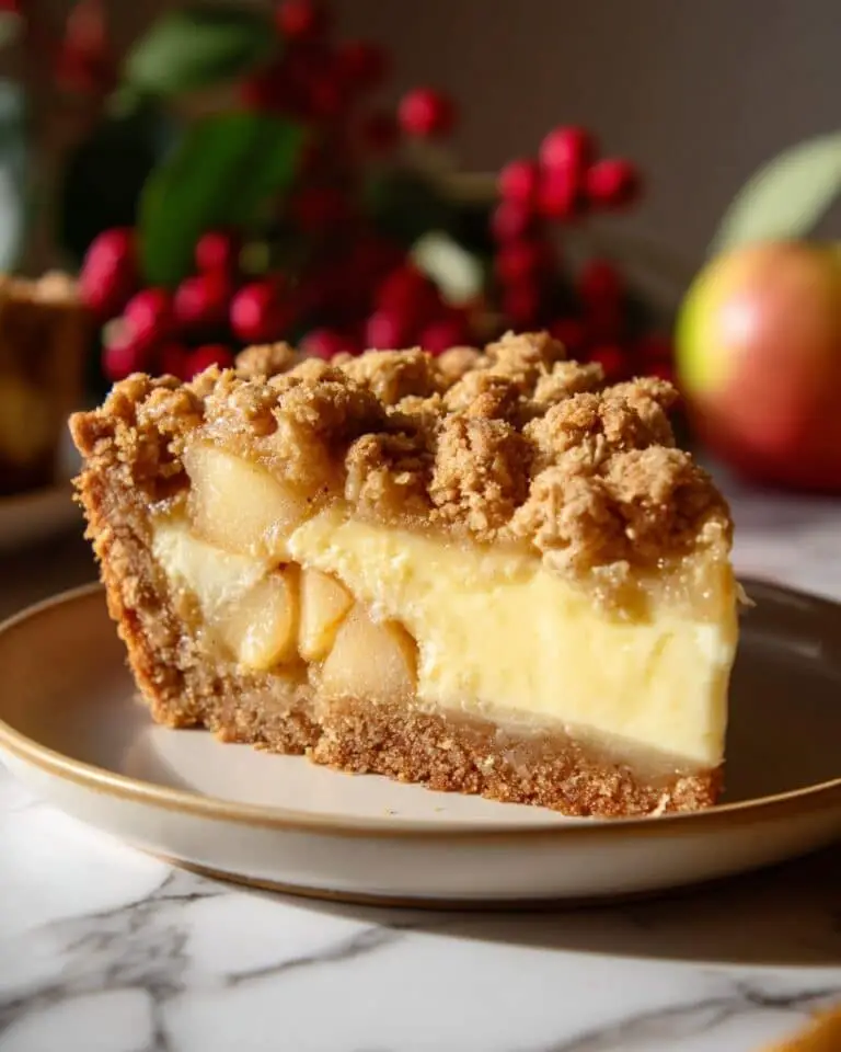 Apple Crumble Cheesecake with Salted Caramel Drizzle Recipe