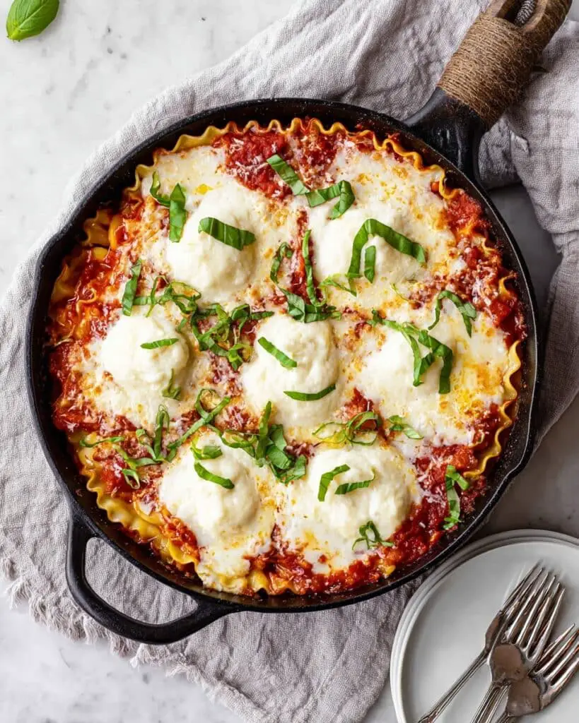 Skillet Lasagna with Zucchini, Summer Squash, and Cheese Recipe