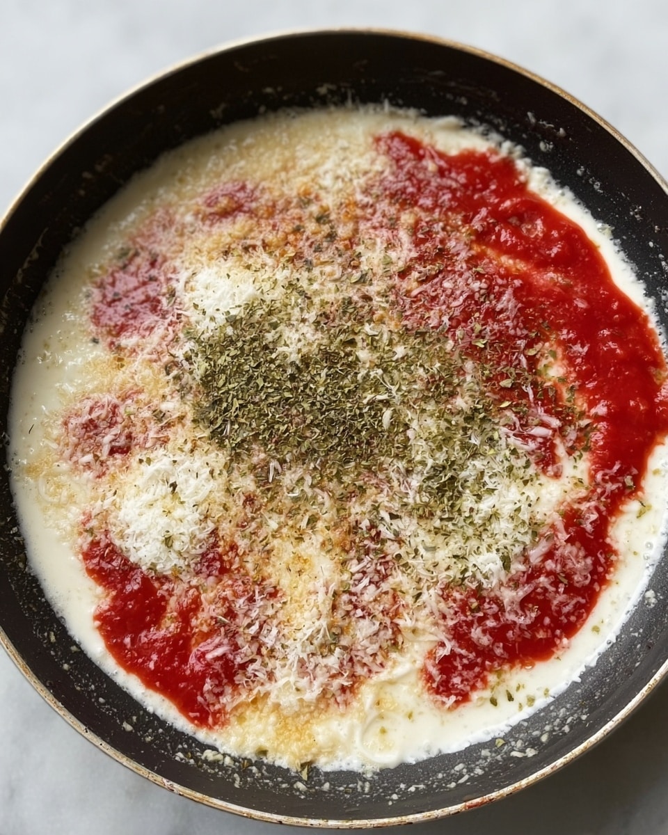 The image shows a wooden board with several cooking ingredients neatly arranged in separate containers. There are two large potatoes on the top right side, a container of chopped white onions just below them, and a small bowl of minced garlic next to the onions. To the center left, there is a block of ground beef in its packaging. A can of chili beans and a can of diced green chilies sit close together near the center, while a small bowl of red chili powder is placed above them. There is a pile of shredded bright orange cheese near the bottom left, and a tall bottle of seasoning labeled 