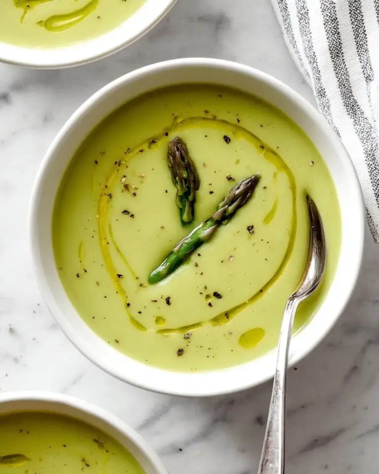 Creamy Asparagus Soup with Fresh Herbs and Avocado Recipe